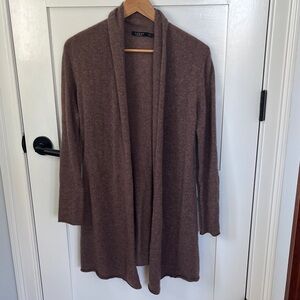 Nordstrom Cashmere Purple Brown Open Front Sweater Small